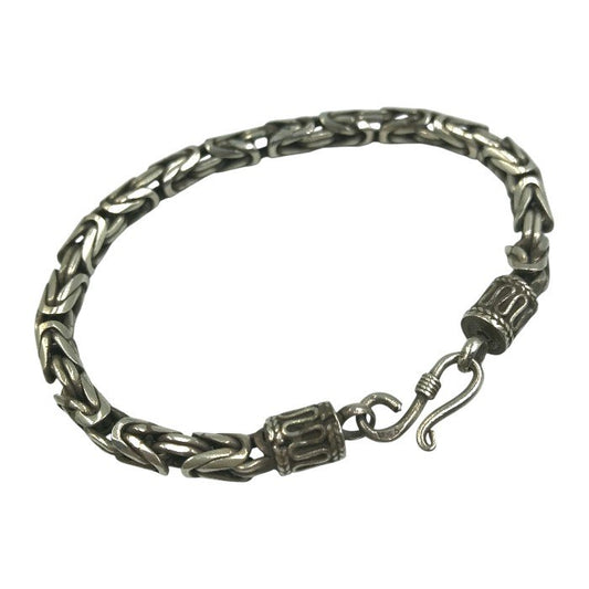 シルバー 925 ビザンチンチェーン ブレスレット メンズ バリチェーン いぶし仕上げ 銀 Silver 20cm 中古 T1