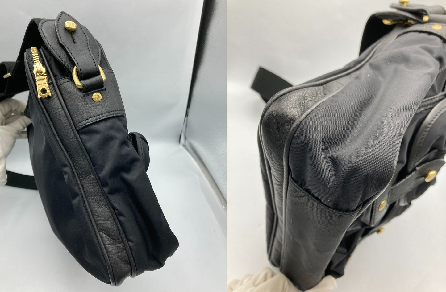 HUNTING WORLD ハンティングワールド ナイロン レザー ショルダーバッグ 中古 D4