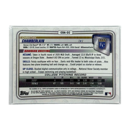 TOPPS MLBカード BOWMAN CHROME 1ST CHRISTIAN CHAMBERLAIN KANSAS CITY ROYALS /250 #CDA-CC 中古 IT1