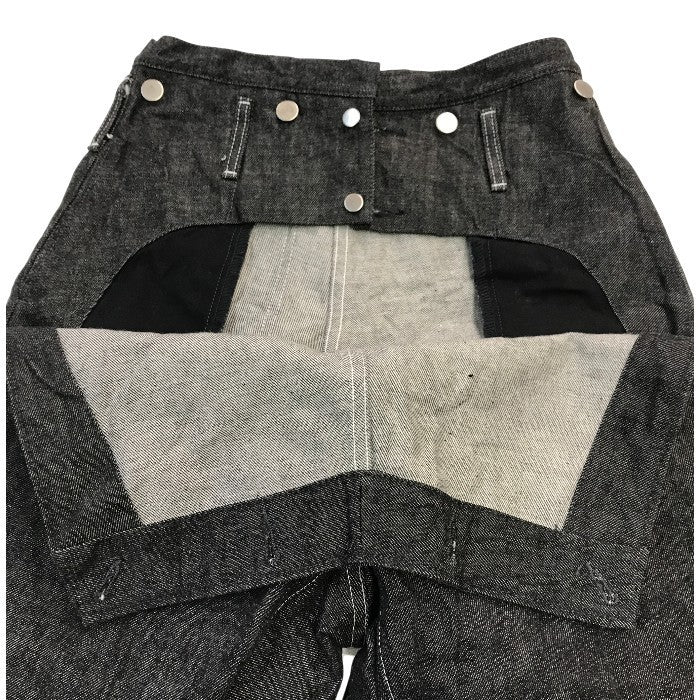 TUKI ツキ Type3 デニムパンツ ユニセックス コットン ジーンズ ワイド フラップ マリンパンツ ブラックデニム 0サイズ TU-0032 中古 T1