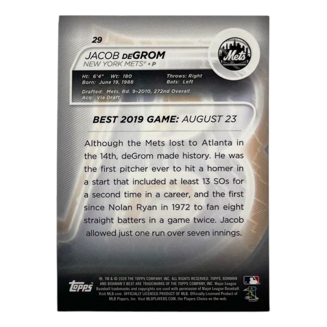 TOPPS MLBカード BOWMAN'S BEST JACOB DEGROM NEW YORK METS /250 #29 中古 IT2