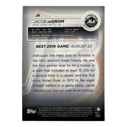 TOPPS MLBカード BOWMAN'S BEST JACOB DEGROM NEW YORK METS /250 #29 中古 IT2