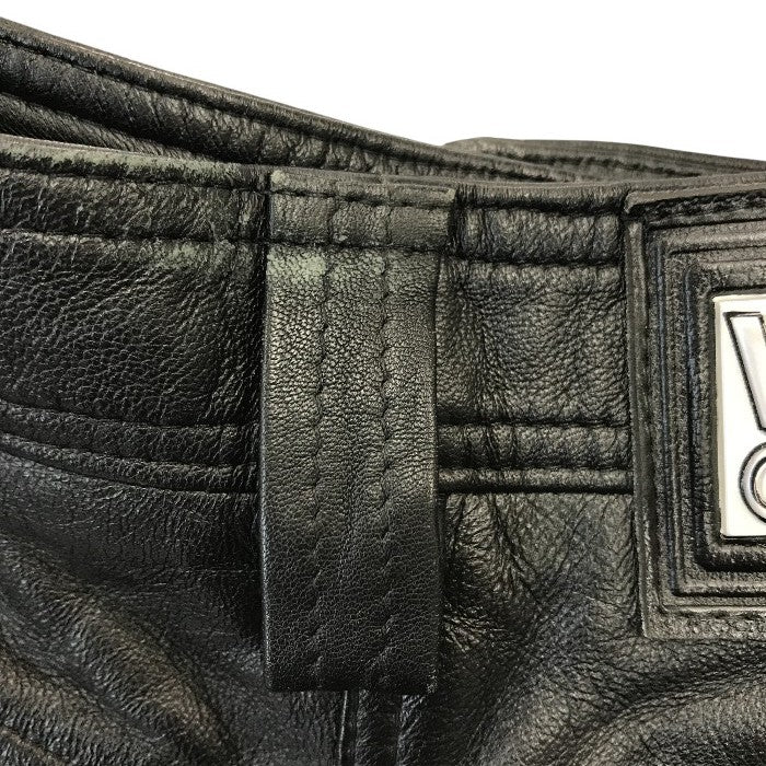 VERSACE ヴェルサーチ CLASSIC V2 レザーパンツ レディース 細身 ストレート ジップフライ ブラック 40サイズ 中古 T1