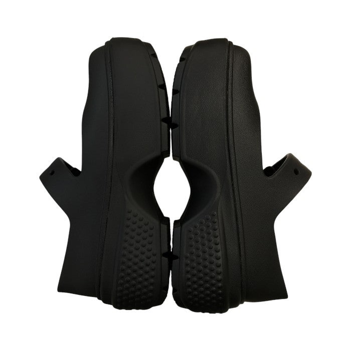 CROCS クロックス ストンプ メリージェーン サンダル レディース 厚底 ベルクロ ストラップ ブラック M6/W8/24cm 中古 T1