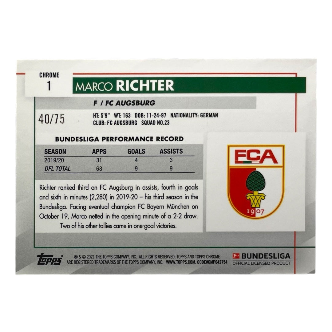 TOPPS サッカーカード CHROME MARCO RICHTER AUGSBURG /75 #1 中古 IT2
