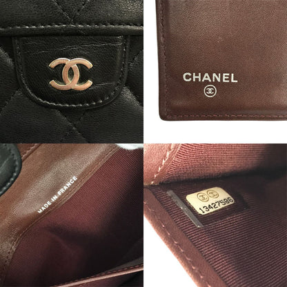 CHANEL シャネル マトラッセ 長財布 レディース 三つ折り ラムスキン ココマーク キルティング ダイヤモンドステッチ ブラック 中古 T1