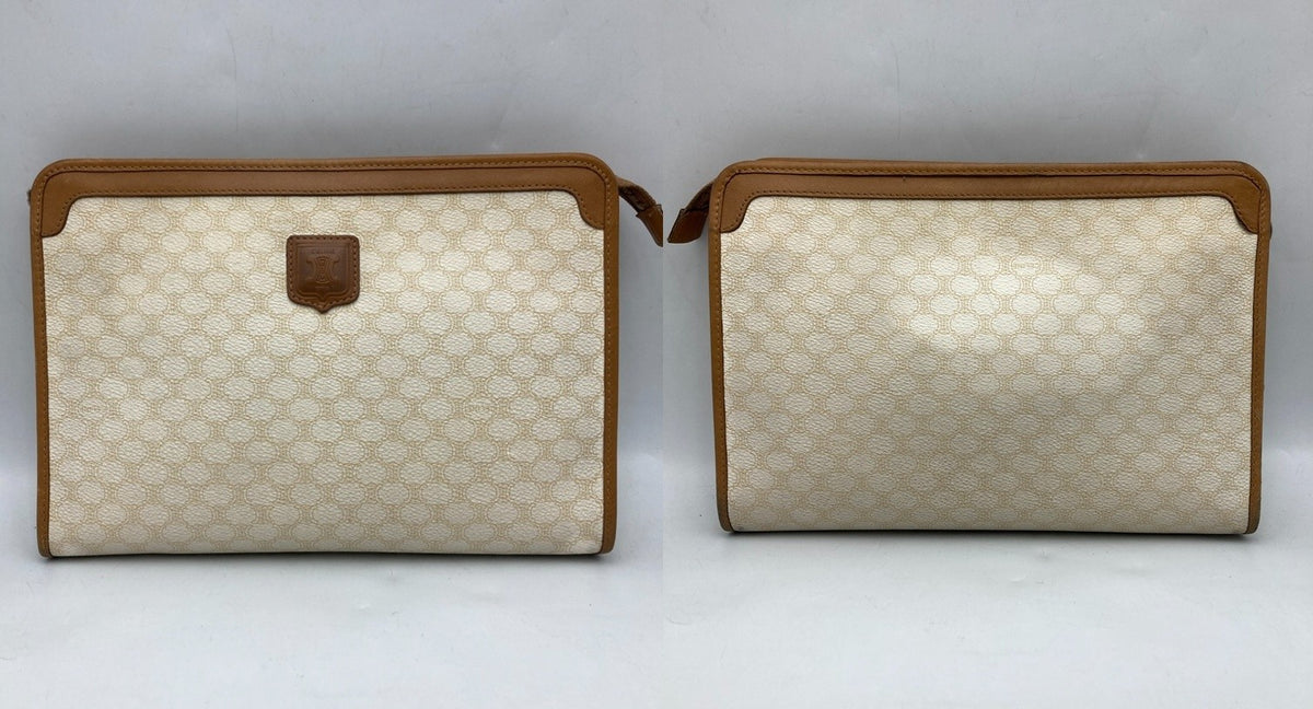 CELINE セリーヌ マカダム セカンドバッグ/クラッチバッグ ホワイト 中古 D4