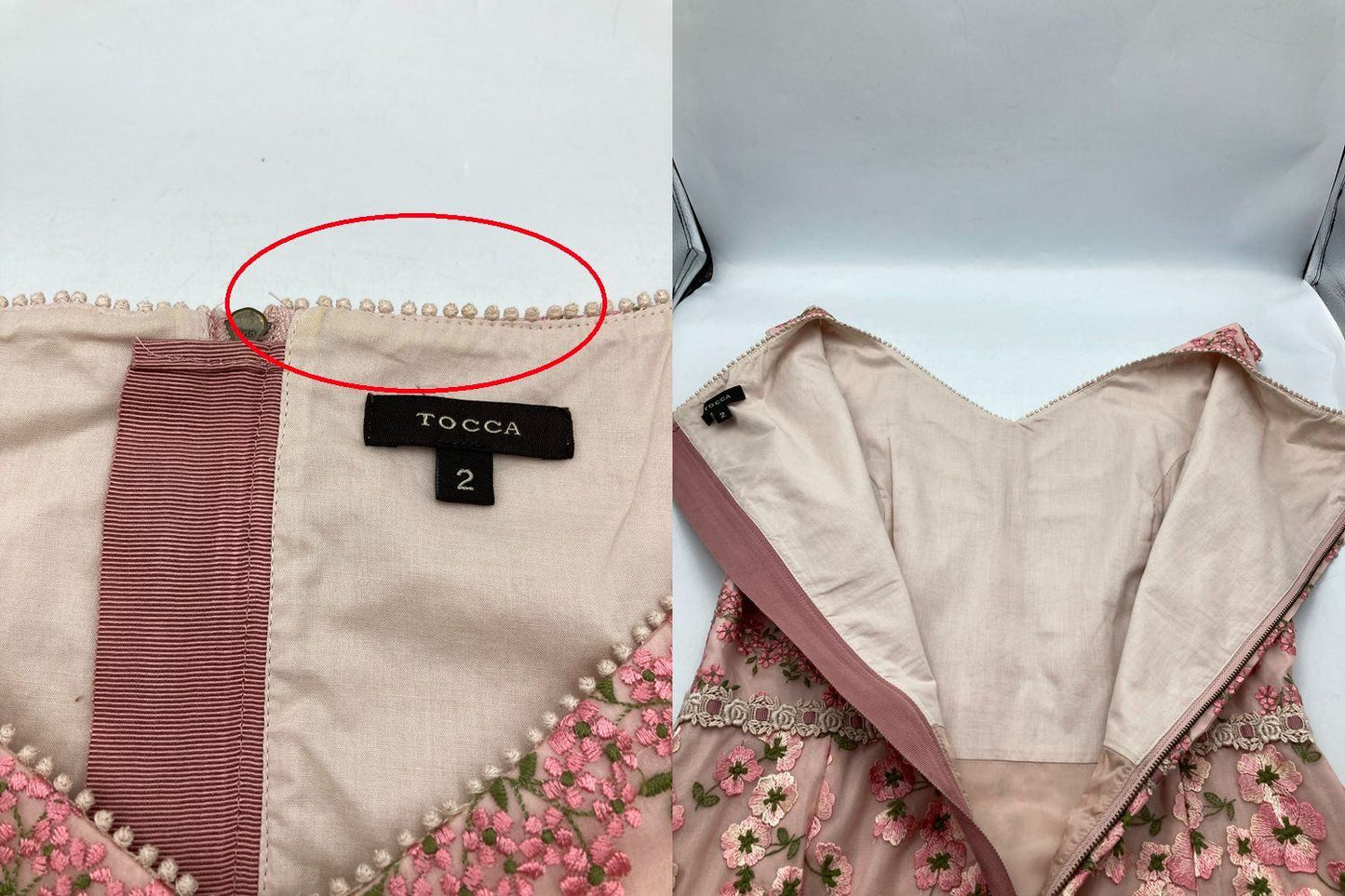 TOCCA LATIFOLIA トッカ ラティフォリア 刺繍 ドレス ワンピース サイズ2 ピンク 中古 D4