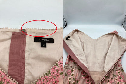 TOCCA LATIFOLIA トッカ ラティフォリア 刺繍 ドレス ワンピース サイズ2 ピンク 中古 D4