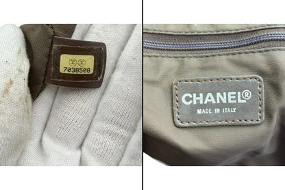 CHANEL シャネル ニュートラベルライン トートバッグ MM カーキ ナイロン レザー ブランド レディース 通勤 A4 中古 W1