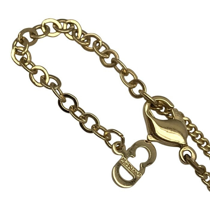 Christian Dior クリスチャンディオール ネックレス レディース CD ロゴ ラインストーン ヴィンテージ ゴールド 40cm 中古 T1