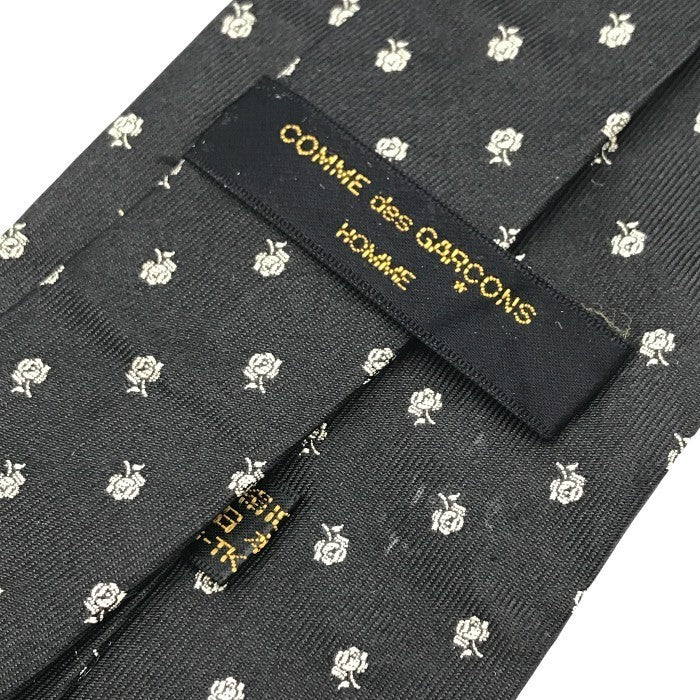 COMME des GARCONS HOMME コムデギャルソン ネクタイ メンズ シルク バラ 小紋 薔薇 レギュラー ブラック 中古 T1