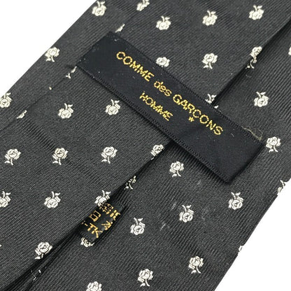 COMME des GARCONS HOMME コムデギャルソン ネクタイ メンズ シルク バラ 小紋 薔薇 レギュラー ブラック 中古 T1