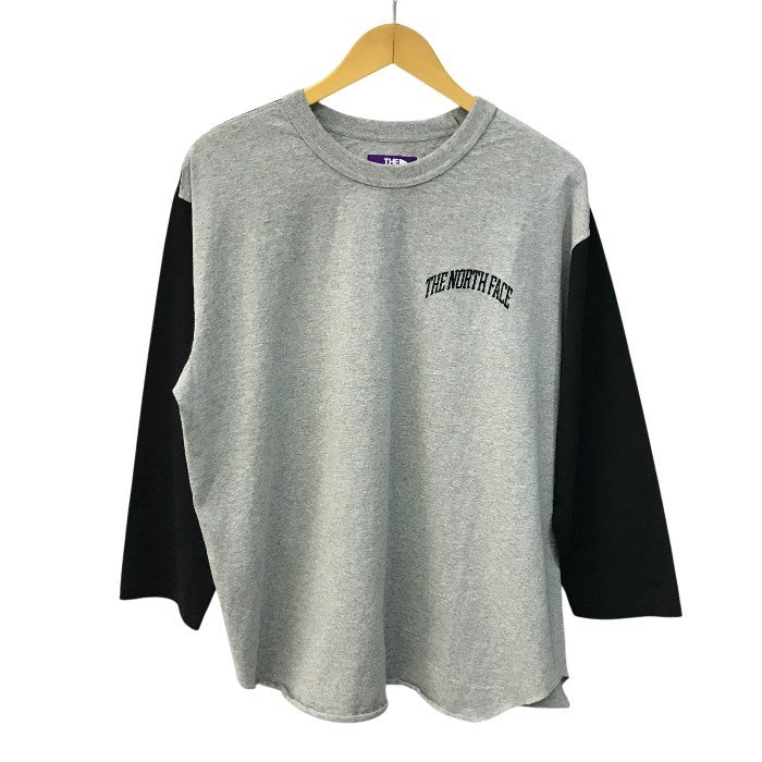 THE NORETH FACE ザノースフェイス パープルレーベル 7oz Field Baseball Tシャツ メンズ コットン 8分袖 ベースボールT nanamicaコラボ オーバーサイズ グレー Lサイズ N24FH009 中古 T1