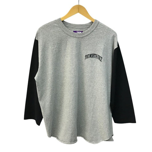 THE NORETH FACE ザノースフェイス パープルレーベル 7oz Field Baseball Tシャツ メンズ コットン 8分袖 ベースボールT nanamicaコラボ オーバーサイズ グレー Lサイズ N24FH009 中古 T1