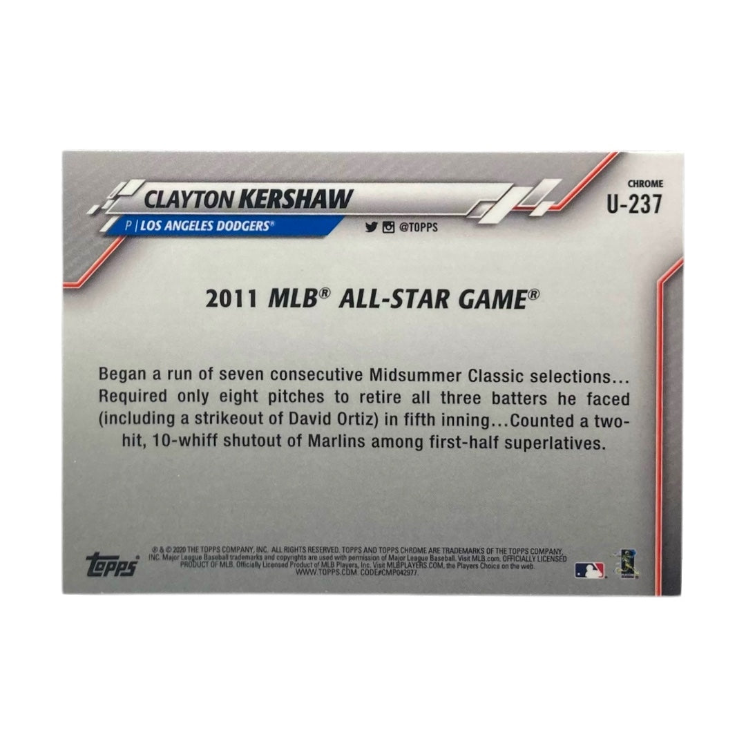 TOPPS MLBカード CHROME CLAYTON KERSHAW LOS ANGELES DODGERS #U-237 中古 IT2