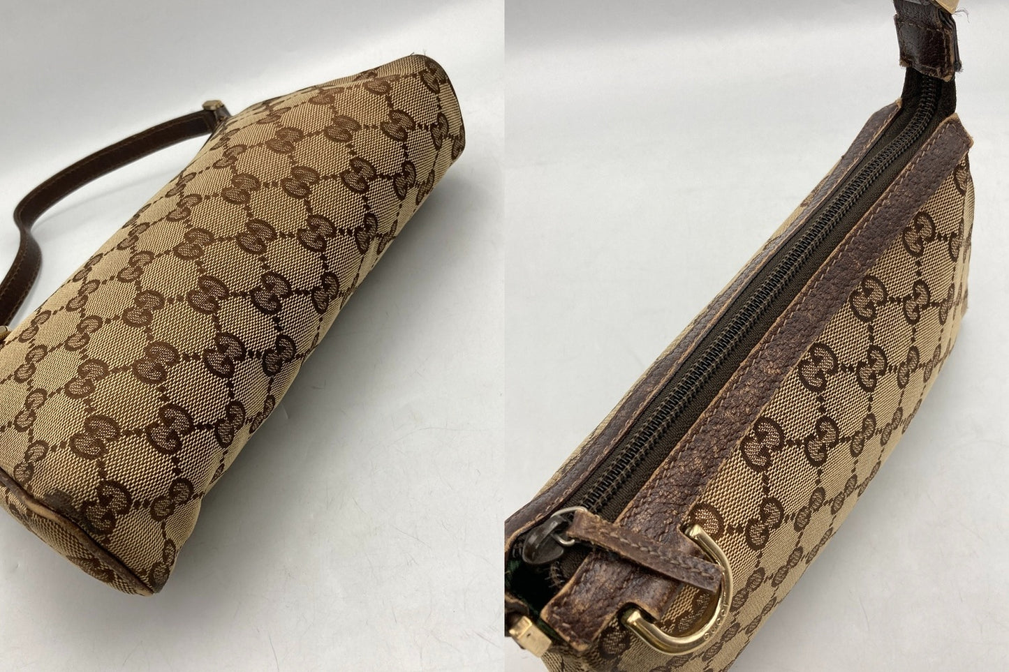 GUCCI グッチ GGキャンバス ハンドバッグ アクセサリーポーチ ブラウン 145750 中古 D4