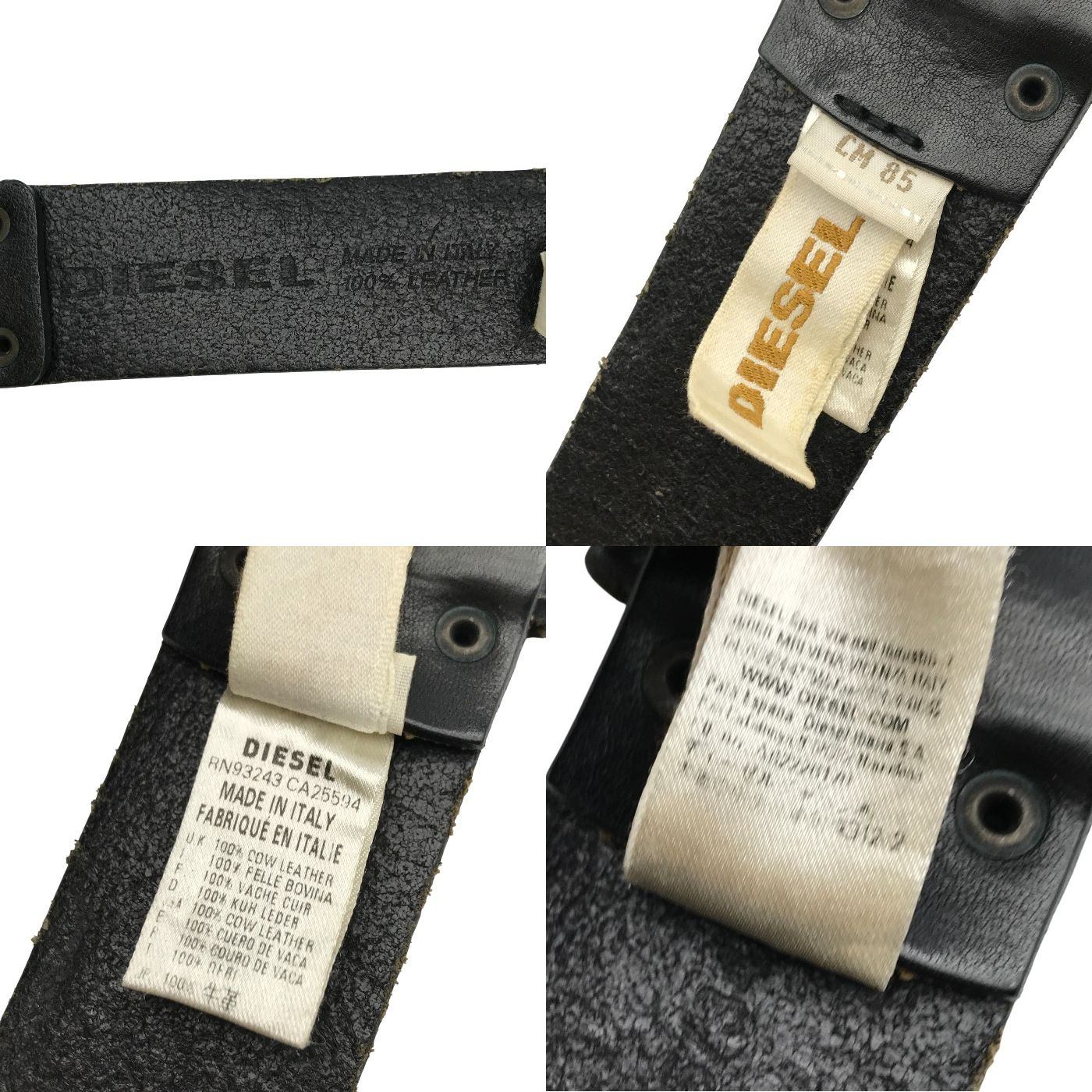 DIESEL ディーゼル ベルト メンズ レザー ロゴ プレート ピン式 ブラック 85cm 中古 T1