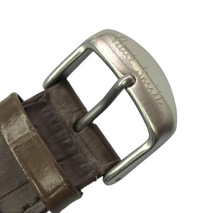 Paul Smith ポールスミス 腕時計 メンズ アナログ ソーラー 電波 デイト レザーベルト SS シルバー/ブラック H416-S084652 中古 T1