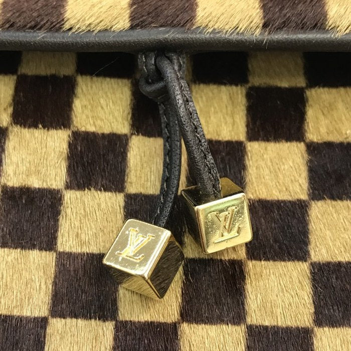 LOUIS VUITTON ルイヴィトン ダミエ ソバージュガゼル ショルダーバッグ レディース ハラコ レザー 斜め掛け ポシェット ブラウン M92130 中古 T1