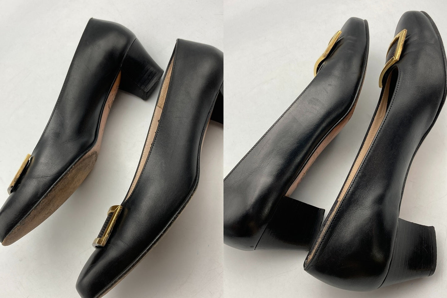 Salvatore Ferragamo サルヴァトーレフェラガモ レザー パンプス ブラック サイズ6 中古 D4