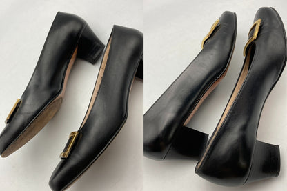 Salvatore Ferragamo サルヴァトーレフェラガモ レザー パンプス ブラック サイズ6 中古 D4