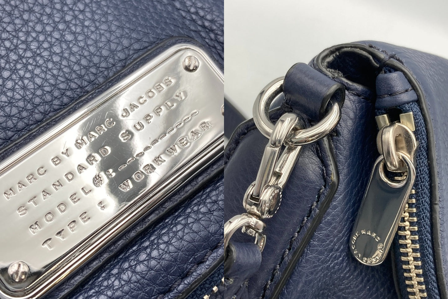 MARC BY MARC JACOBS マークバイマークジェイコブス レザー ショルダーバッグ ネイビー 中古 D4