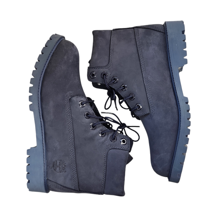 Timberland ティンバーランド 6インチ ワークブーツ ジュニア レディース ヌバック レザー 防水 ウォータープルーフ ネイビー 24cm A171S 中古 T1