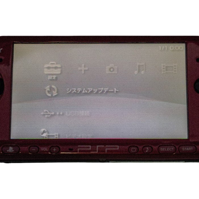 バッテリーなし SONY SCE PSP プレイステーションポータブル ブラック/レッド PSP-3000 本体 中古 a1
