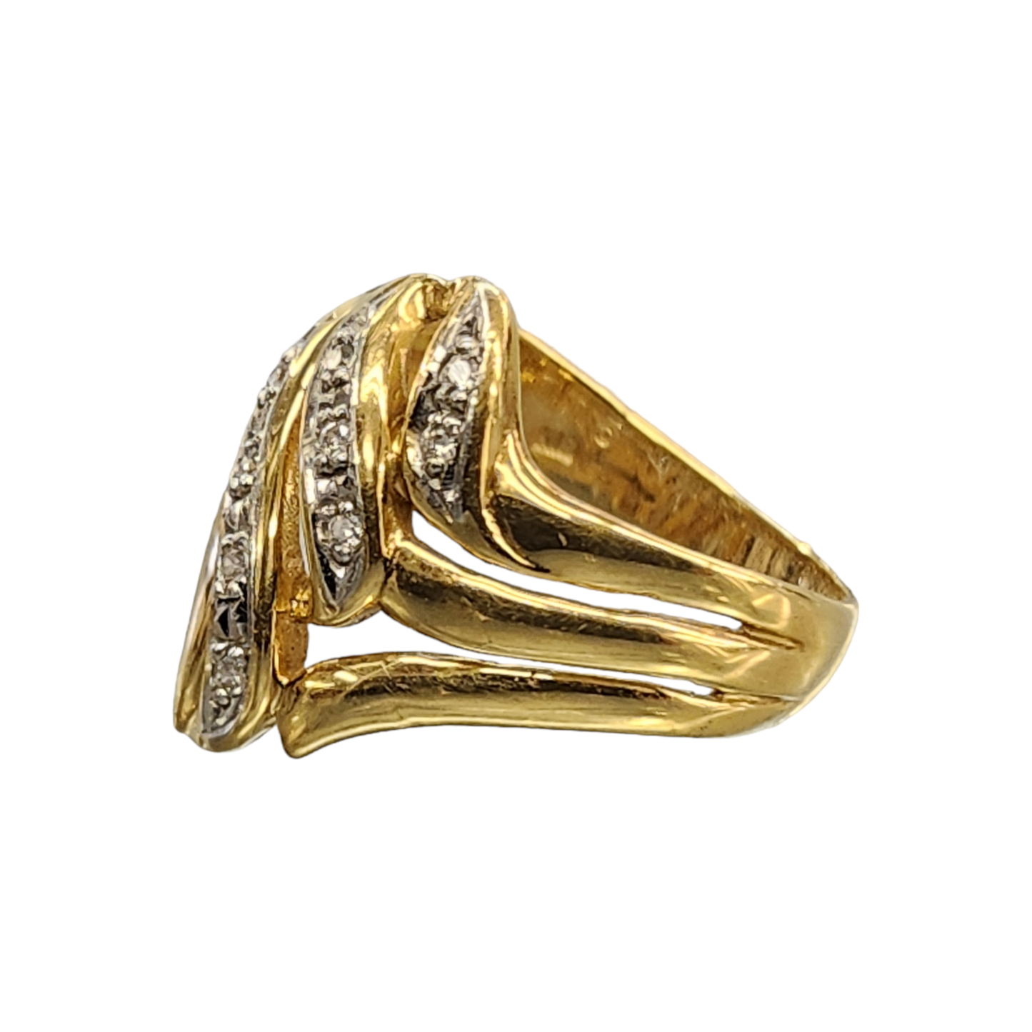 K18/Pt900 ダイヤ 0.05ct リング レディース 18金 ゴールド 11号 中古 T1