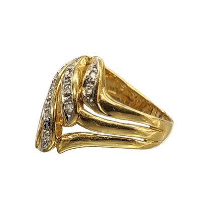 K18/Pt900 ダイヤ 0.05ct リング レディース 18金 ゴールド 11号 中古 T1