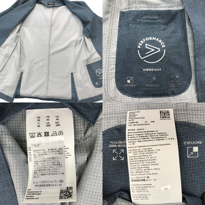 BOSS ヒューゴボス P-Hanry ジャケット&パンツ スーツ上下セット メンズ スリムフィット セットアップ  ストレッチ 軽量 メッシュ ブルー 46/48サイズ 50513913 中古 T1