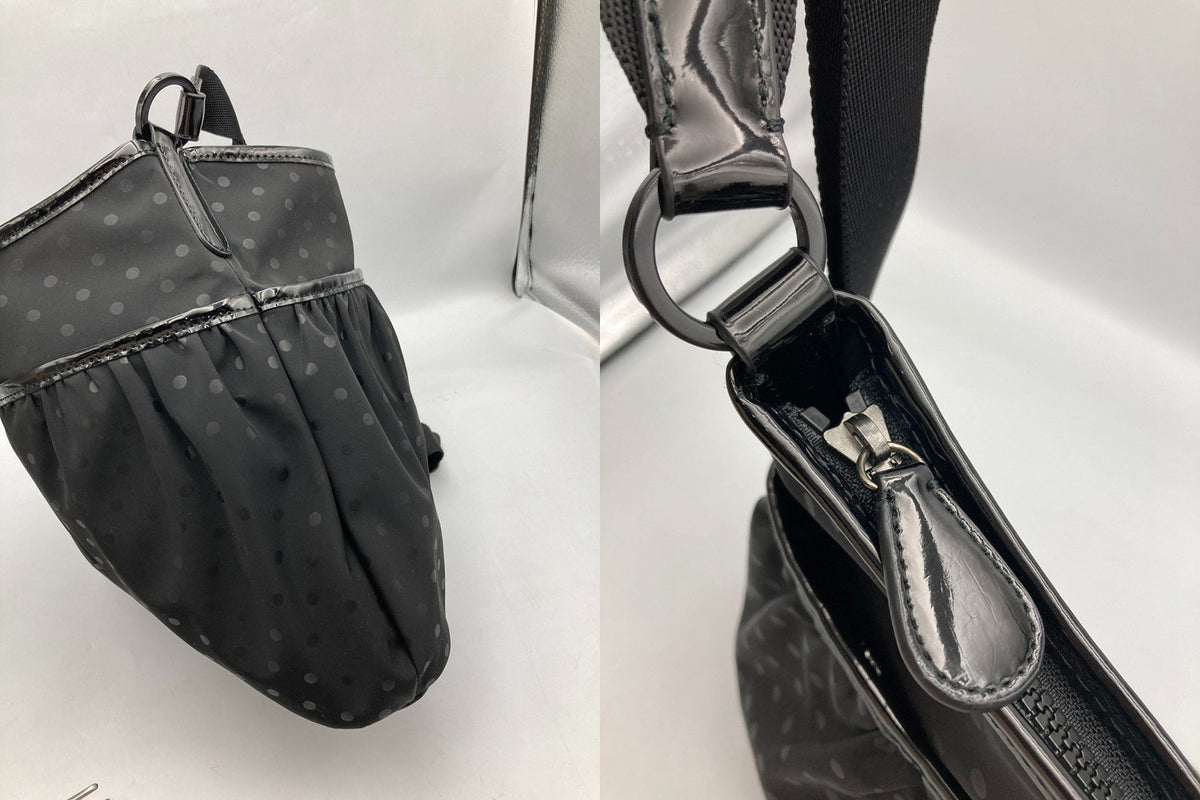 agnes b. アニエスベーボヤージュ ドット柄 ナイロン ショルダーバッグ 中古 D4