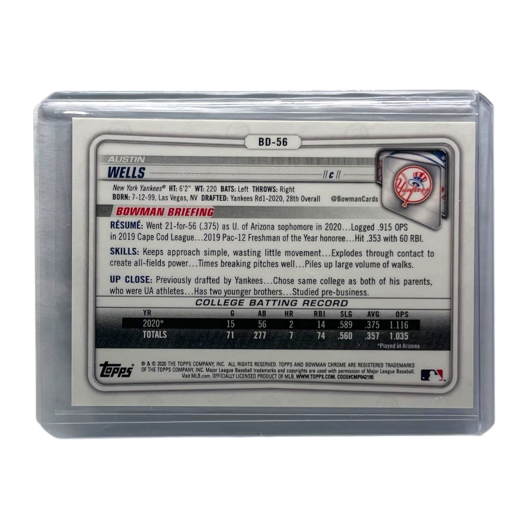 TOPPS MLBカード BOWMAN CHROME 1ST AUSTIN WELLS NEW YORK YANKEES /250 #BD-56 中古 IT2