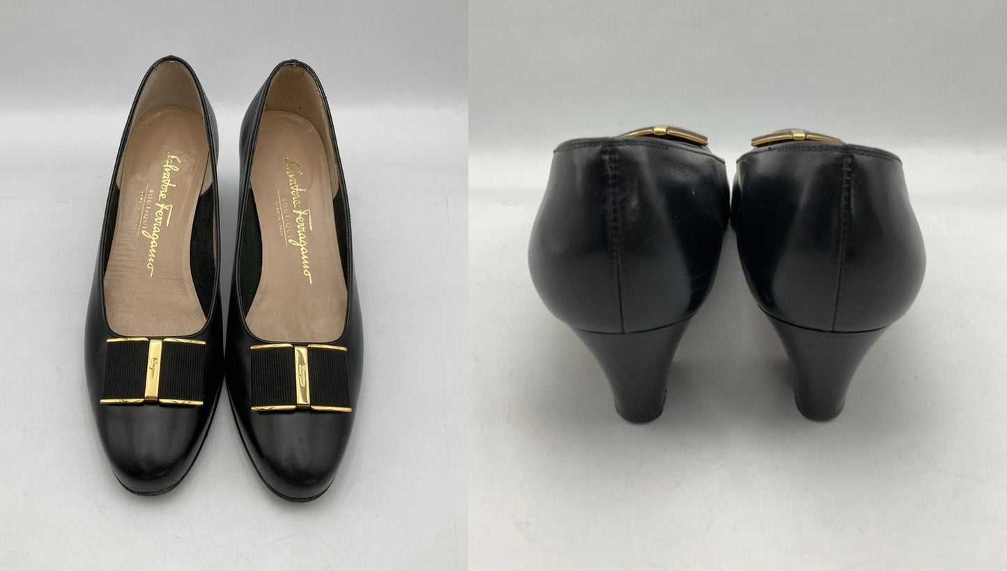 Salvatore Ferragamo サルヴァトーレフェラガモ ヴァラリボン パンプス サイズ6 レディース 中古 D4