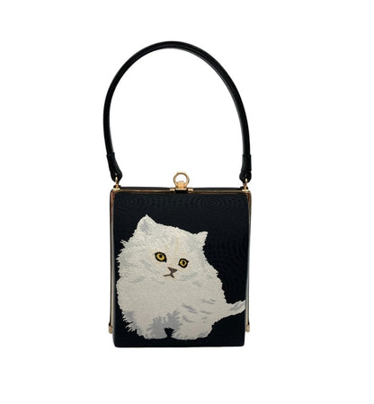 和装バッグ 着物バッグ エナメル 猫 中古 D4