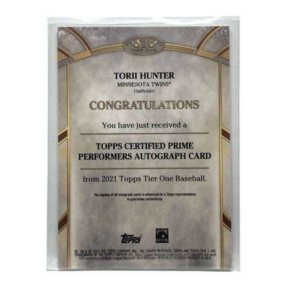 TOPPS MLBカード TIER ONE TORII HUNTER TWINS 109/300 #PPA-TH 中古 IT2