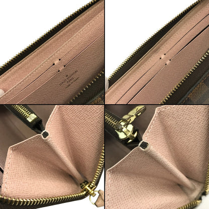 LOUIS VUITTON ルイヴィトン ポルトフォイユ クレマンス ダミエ 長財布 レディース ラウンドジップ クラッチバッグ ローズ・バレリーヌ N41626 中古 T1