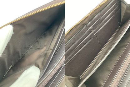 COACH コーチ 型押しレザー シグネチャー ラウントファスナー 長財布 中古 D4