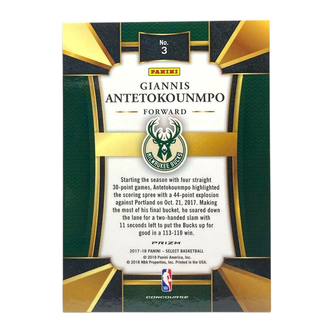 PANINI NBAカード SELECT PRIZM GIANNIS ANTETOKOUNMPO MILWAUKEE BUCKS #3 中古 IT2