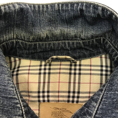 BURBERRY バーバリー デニムジャケット メンズ コットン 裏地チェック柄 Gジャン インディゴ Lサイズ 中古 T1