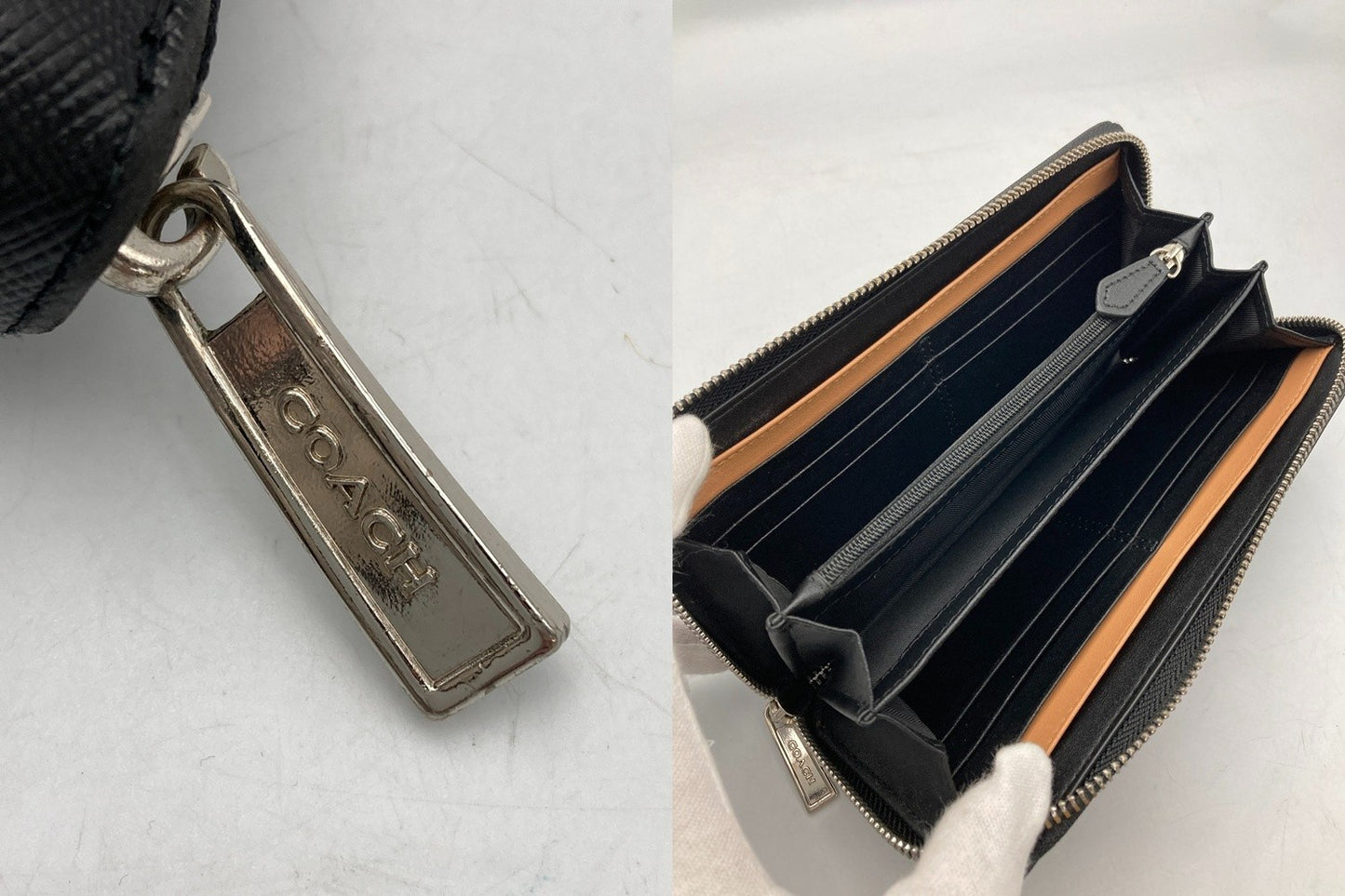 COACH コーチ レキシントン サフィアーノ レザー アコーディオン ジップ アラウンド F74769 長財布 中古 D4