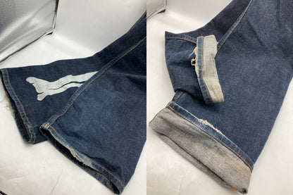 ZOO YORK ズーヨーク ボーンプリント デニムパンツ 34インチ メンズ 中古 D4