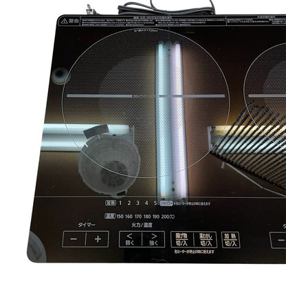 アイリスオーヤマ IH 2口 調理器 IHC-WKG3-B フルフラット 高火力 過熱防止 台付き 中古 R4
