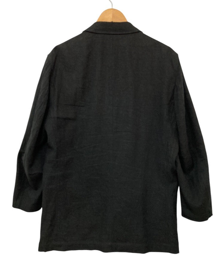 IISSEY MIYAKE MEN イッセイミヤケ メン リネン 縮絨加工 テーラードジャケット ME22FD634 サイズ3 ブラック 中古 D4