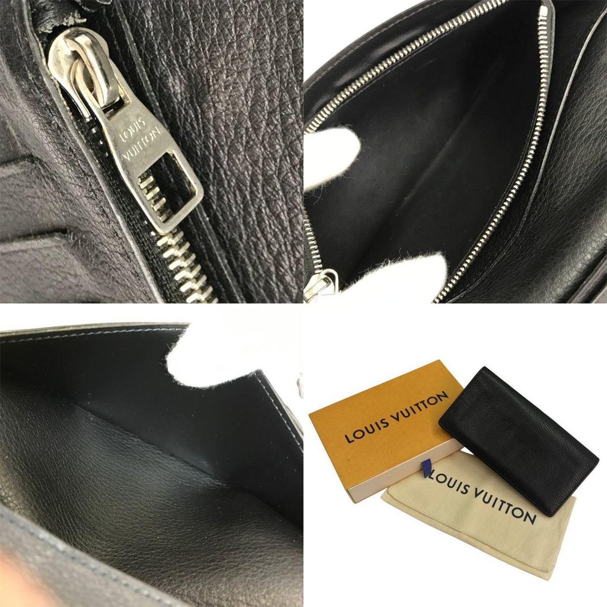 LOUIS VUITTON ルイヴィトン トリヨンレザー ポルトフォイユブラザ 長財布 メンズ 小銭入れあり シボレザー ブラック M58192 中古 T1