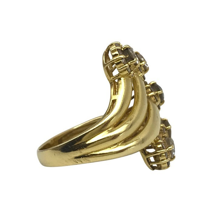 K18/ダイヤ 1.09/0.73ct リング レディース 螺旋 デザインリング イエローゴールド 12号 中古 T1