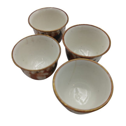 九谷焼 赤絵 金彩 おちょこ×4 中古 H4