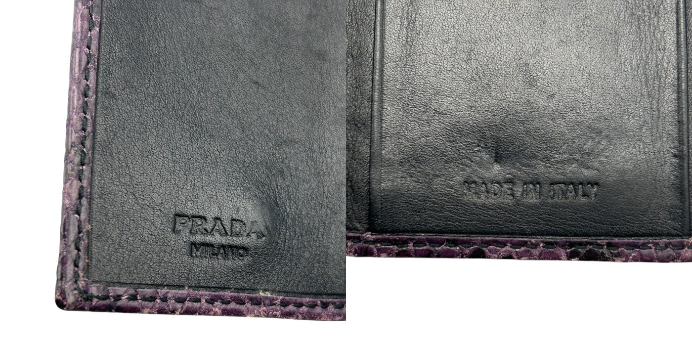 PRADA プラダ パイソン調 6連 キーケース ブランド レディース レザー パープル ブラック 中古 W４