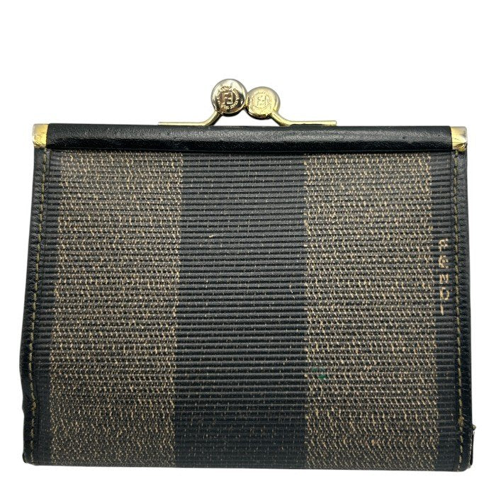 FENDI フェンディ ぺカン 三つ折り 財布 ガマ口 レディース コンパクト レザー 中古 W４